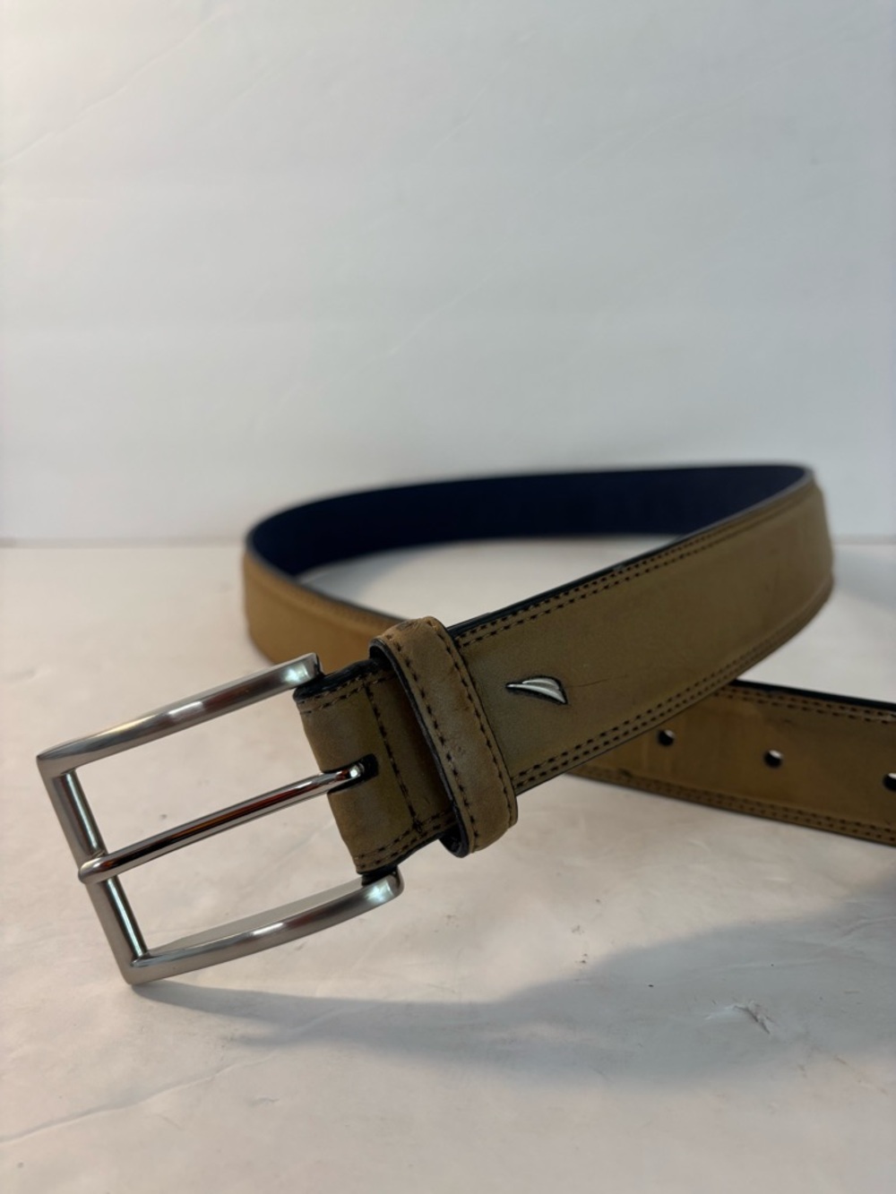 NAUTICA Tan Silver Buckle  Belt Size 34
